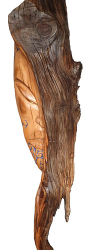 Joe Kemp NZ Maori wooden carving, Hine Kauri sculpture